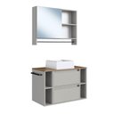 Ver imagem 1 de Conjunto para Banheiro Gabinete Suspenso 80cm com Cuba Espelheira com Toalheiro Cj8010.20 Mel/arenas