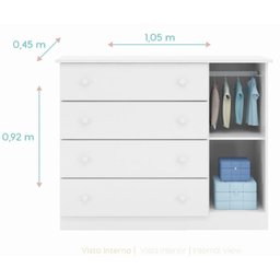 Cômoda de Bebê Infantil 4 Gavetas 1 Porta 100% MDF Elisa - 3