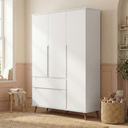 Ver imagem 1 de Guarda-Roupa Infantil 100% MDF 3 Portas e 2 Gavetas Retrô Melinda Branco