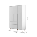 Ver imagem 3 de Guarda-Roupa Infantil 100% MDF 3 Portas e 2 Gavetas Retrô Melinda Branco