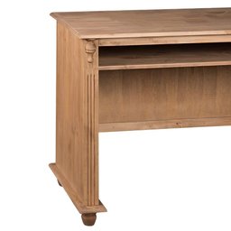 Escrivaninha de Madeira com Porta Teclado e Pés Torneados - Cera (madeira Bruta) - 4 Escrivaninha de Madeira com Porta Teclado e Pés Torneados - Cera (madeira Bruta) - 4