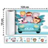 Kit 3 Faixas Decorativas Papel Parede Infantil Animais Carro Titulo Azul - 6