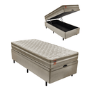 Ver imagem 1 de Cama Box Bau com Colchão Solteiro Americano Molas Max Force Pérola Bege 96x203 Fortezza Colchões