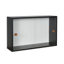 Ver imagem 1 de Armário Kit 64x18 Preto com Portas de Correr Acrílico e Puxador Montante Natural