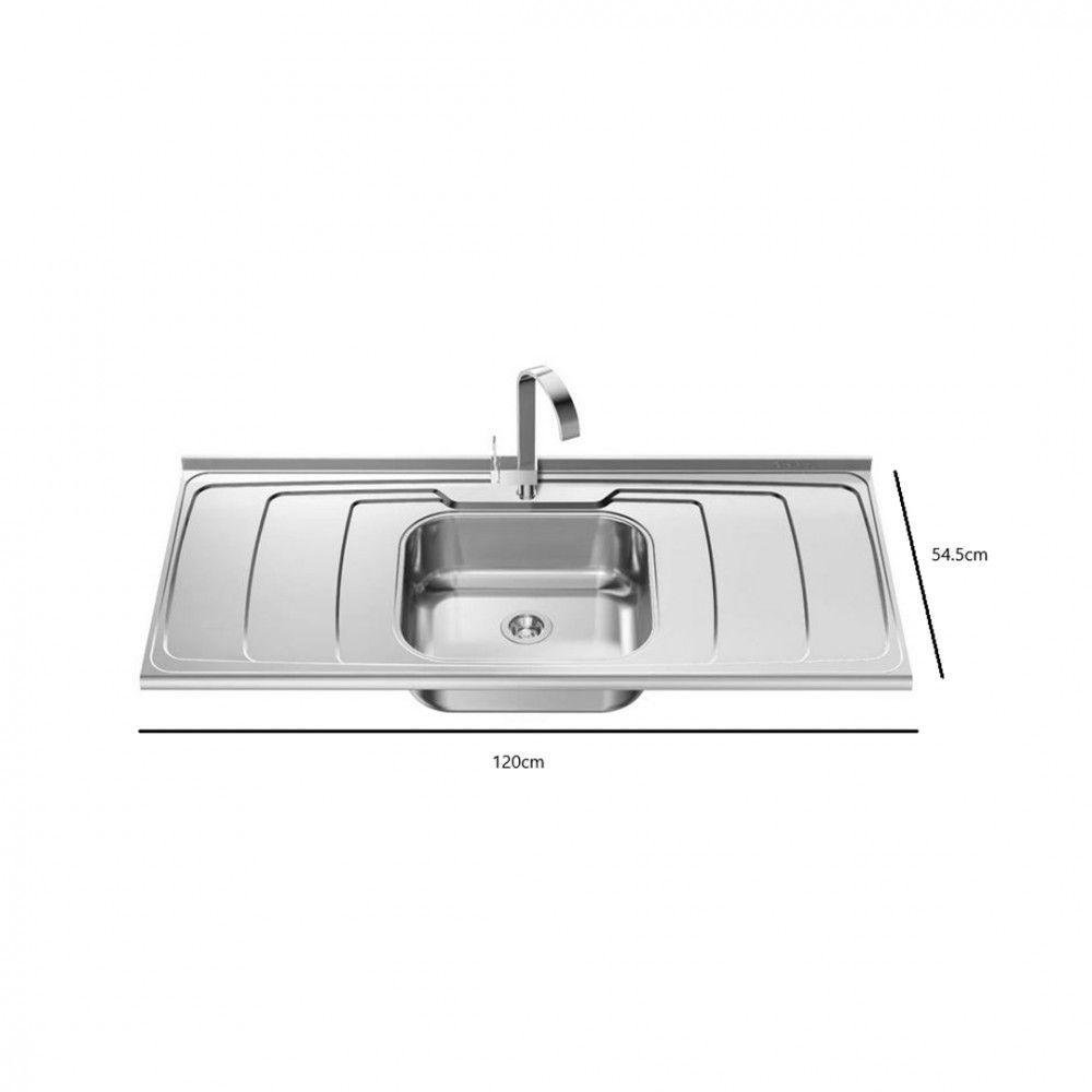 Tampo De Pia Ghelplus Dubai Inox Com Cuba 120cm Inox - 2