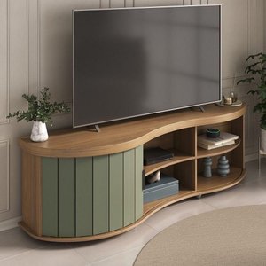 Rack de Sala para Tv 75 Artely Magnum Carvalho Off White Menta