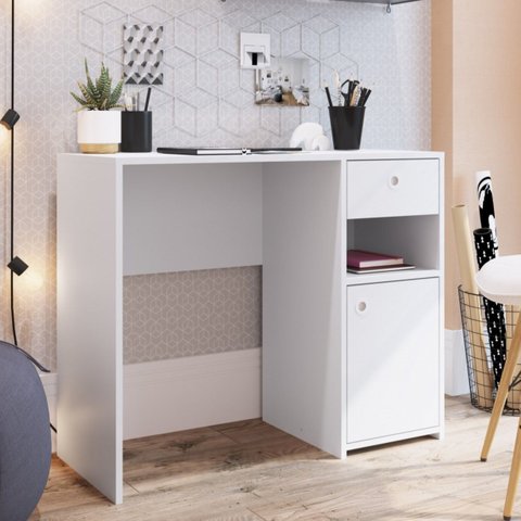 Escrivaninha Mesa de Escritório 90cm Branca Coimbra