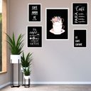 Ver imagem 2 de Composição 5 Quadros Café com Fé:madeira Preta