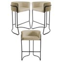 Ver imagem 1 de 3 Banquetas Base Aço Preto Betina C-129 Linho Creme Domi