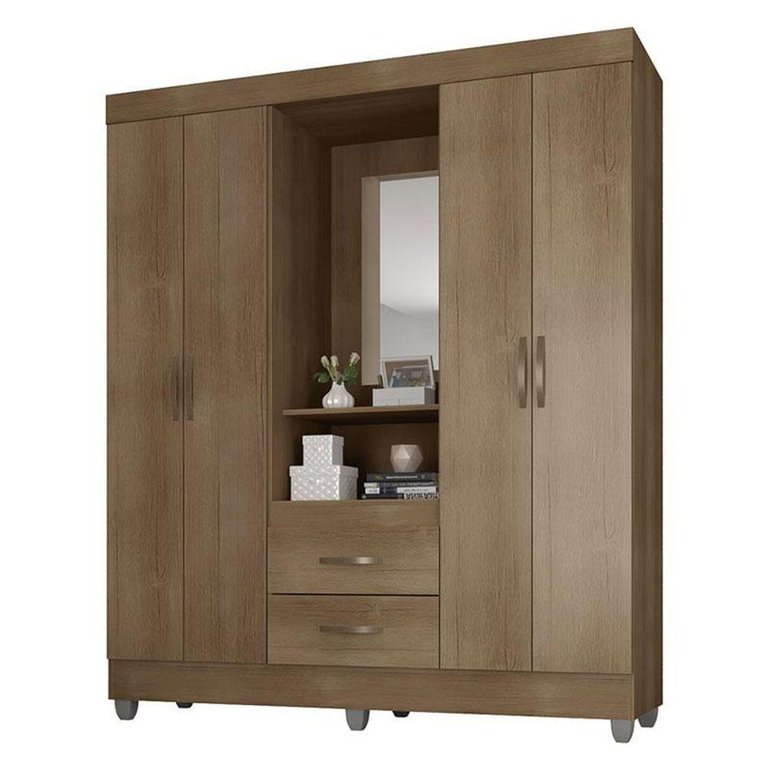 Guarda Roupa Casal Capela Lite Carvalho Oak - Móveis Leão Guarda Roupa Casal Capela Lite Carvalho Oak - Móveis Leão
