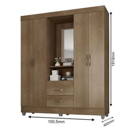 Guarda Roupa Casal Capela Lite Carvalho Oak - Móveis Leão - 5