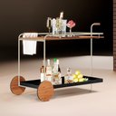 Ver imagem 1 de Carrinho Bar Agnes com Rodízios e Prateleiras Mel Estrutura Metálica Champagne