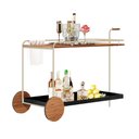 Ver imagem 2 de Carrinho Bar Agnes com Rodízios e Prateleiras Mel Estrutura Metálica Champagne