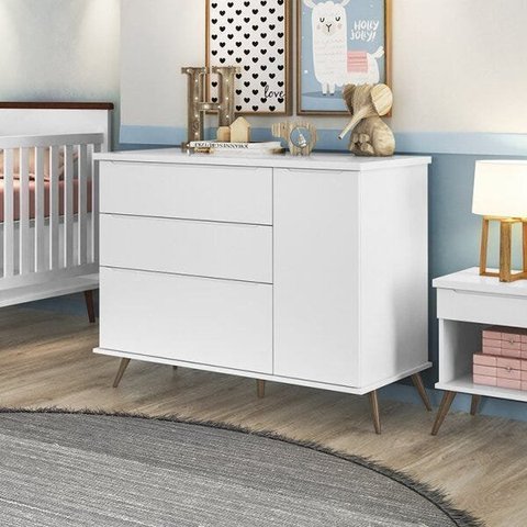 Cômoda Infantil 3 Gavetas 1 Porta Melinda
