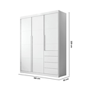 Ver imagem 3 de Guarda-Roupa Infantil 3 Portas e 4 Gavetas 220cm Pérola Branco