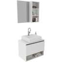 Ver imagem 1 de Kit Gabinete e Espelheira de Banheiro 60 Cm Cuba Valente Branco