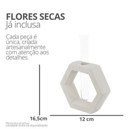 Vaso Decorativo Solitário Hexa 16,5cm Artesanal em Cimento - Cinza - 4