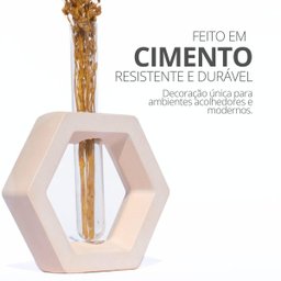 Vaso Decorativo Solitário Hexa 16,5cm Artesanal em Cimento - Cinza - 5