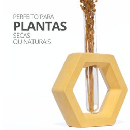 Vaso Decorativo Solitário Hexa 16,5cm Artesanal em Cimento - Cinza - 3