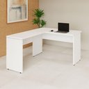Ver imagem 1 de Escrivaninha em L F5 Office Moderno MDP 135cm Branco com Mesa Auxiliar 90cm F5 Office