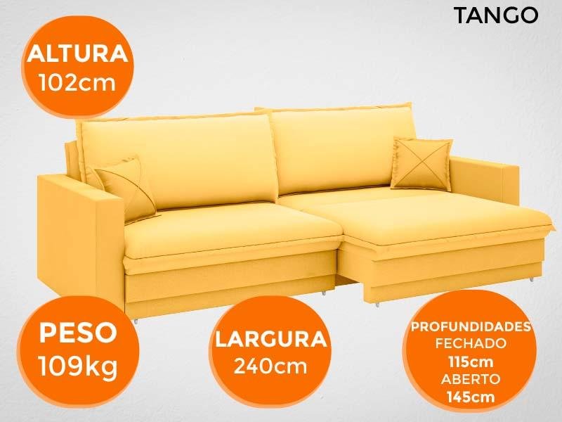 Sofá Tango 2,40M Sem Caixa, Retrátil e Reclinável Velosuede Canario - Netsofás - 7