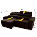 Ver imagem 6 de Sofá Retrátil Reclinável Arizona 2,30m Suede Velut Marrom - King House