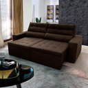 Ver imagem 1 de Sofá Retrátil Reclinável Arizona 2,30m Suede Velut Marrom - King House