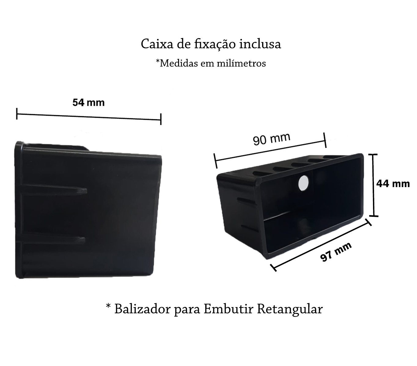 7 Balizador Escada Externo Preto Embutido Retangular Lup52 - 6