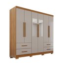 Ver imagem 3 de Guarda-roupa Casal Balder Premium 6 Portas 4 Gavetas com Pés e Espelho Cinamomo/off White - Pnr Móve