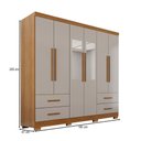 Ver imagem 4 de Guarda-roupa Casal Balder Premium 6 Portas 4 Gavetas com Pés e Espelho Cinamomo/off White - Pnr Móve