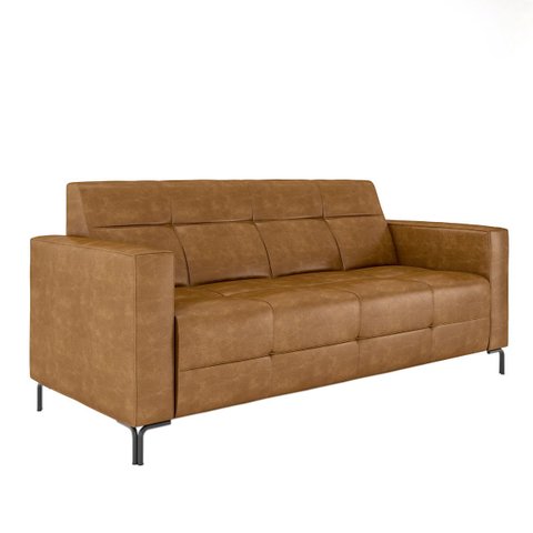 Sofá Living Decorativo Houston 2 Lugares 160cm Pés em Metal Pu Caramelo G33 - Gran Belo