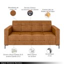 Ver imagem 3 de Sofá Living Decorativo Houston 2 Lugares 160cm Pés em Metal Pu Caramelo G33 - Gran Belo