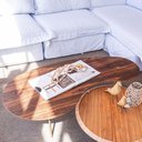 Ver imagem 3 de Mesa de Centro Laguna Tampo Pau Ferro Nogueira com Pés Aço Dourado 135 Cm - 72830