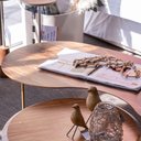 Ver imagem 4 de Mesa de Centro Laguna Tampo Pau Ferro Nogueira com Pés Aço Dourado 135 Cm - 72830