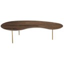 Ver imagem 2 de Mesa de Centro Laguna Tampo Pau Ferro Nogueira com Pés Aço Dourado 135 Cm - 72830