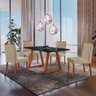 Conjunto Sala de Jantar Mesa Viena Madeira Maciça 120x90cm Tampo Retângular Vidro Preto com 4 Cadeir - 1