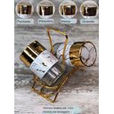 Ver imagem 6 de Porta Condimento Redondo C/ 2 Frascos, Organizador de Cozinha Dourado - Cor Ouro Efeito de Mármore L