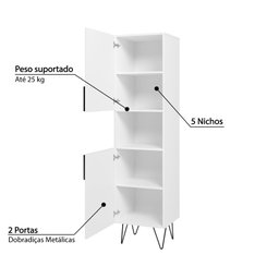 Armário para Cozinha com 2 Portas e Pés Aramados - Branco - 3