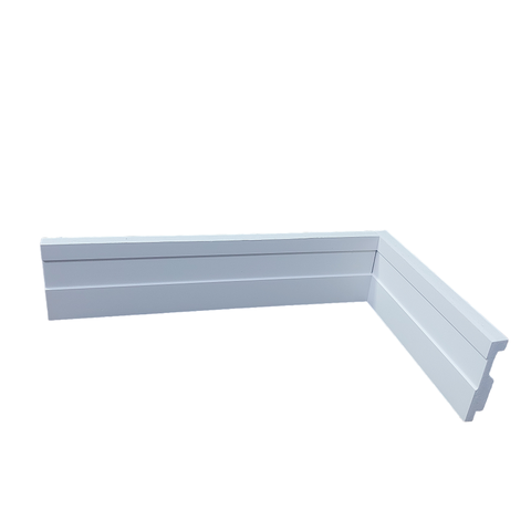 Kit 10 Barras Rodapé Poliestireno 5cm Frisado Branco (5x1x240cm)
