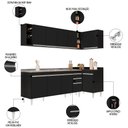 Ver imagem 3 de Armário de Cozinha Modulado de Canto Esquerdo 5 Peças Cp54 com Pia Inox Preto - Lumil Lumil Móveis