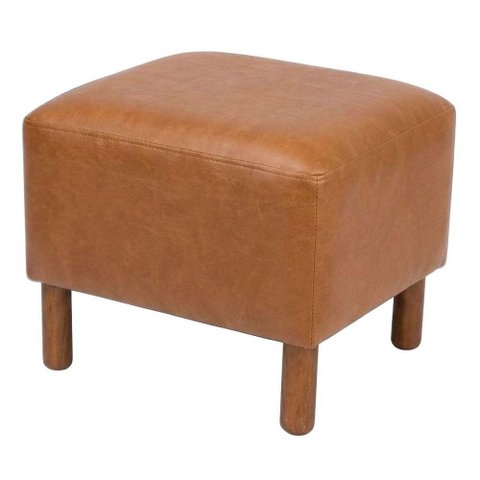 Puff Decorativo Verso 45x51 cm Pes Madeira Courino Tcs 727 Moll