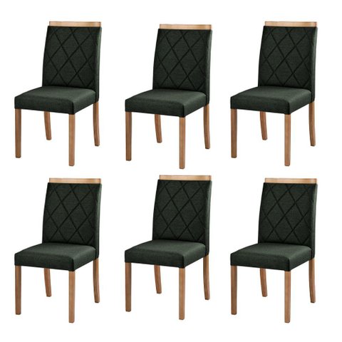 Kit 6 Cadeiras Decorativas Sala de Jantar Luxo Anita Facto Verde - Mozzelar