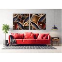 Ver imagem 2 de kit com 2 Quadros Decorativos Abstratos com Moldura e Vidro para Sala Quarto Escritório e Clínica 92