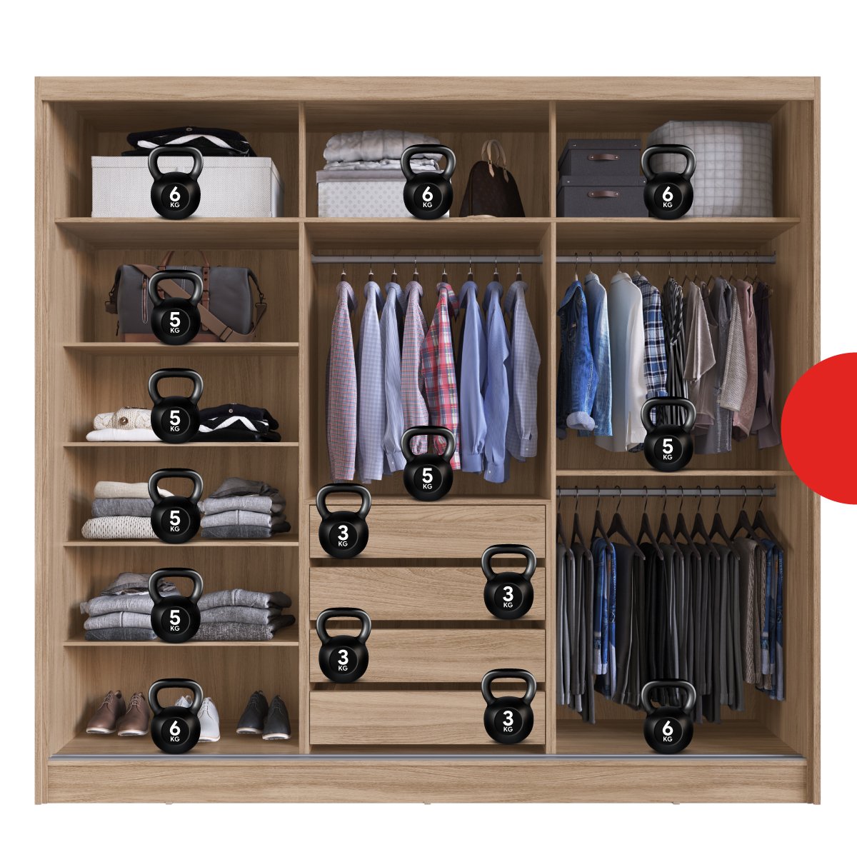 Guarda Roupa Casal com 3 Portas e 1 com 4 Espelhos 100% MDF London Yescasa - 5