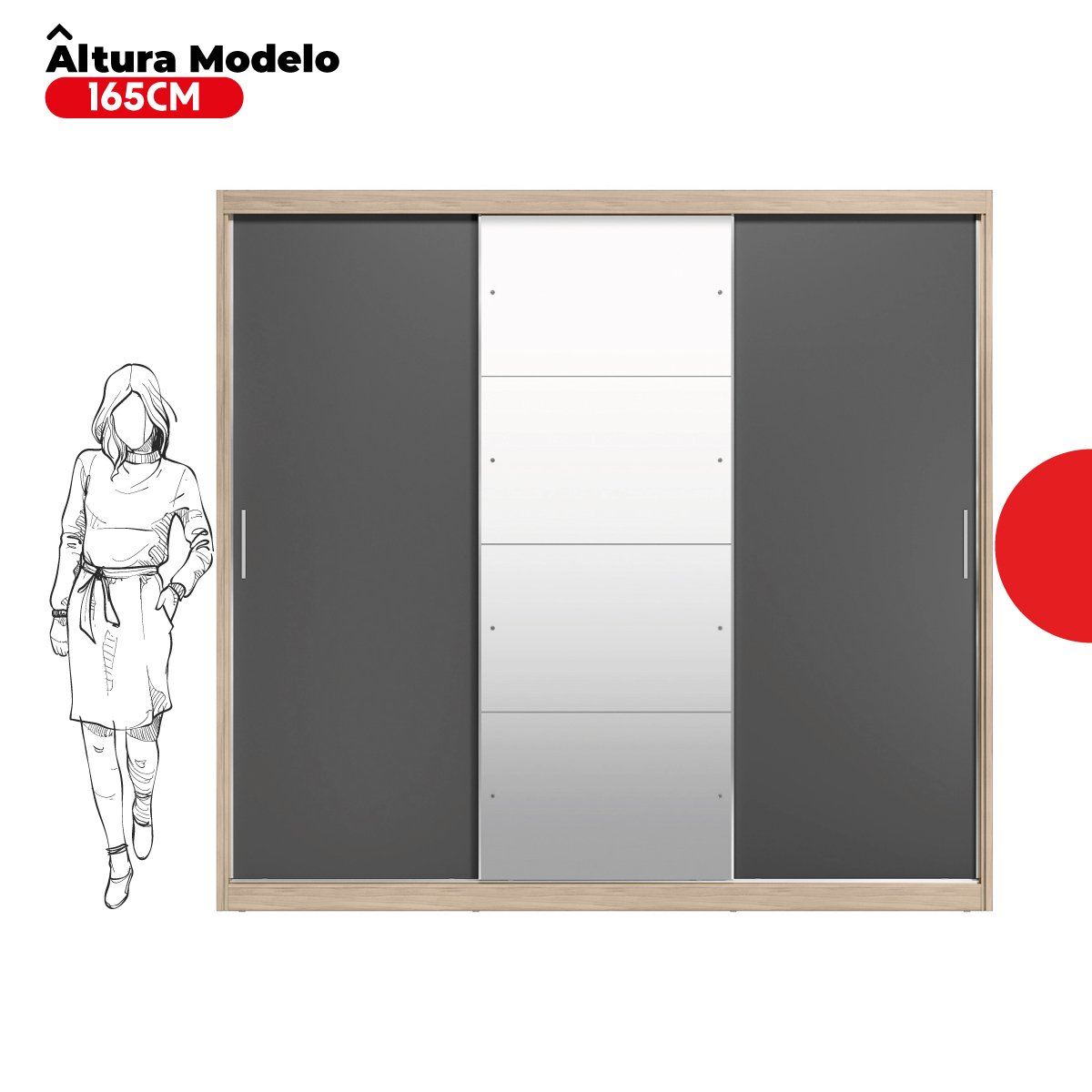 Guarda Roupa Casal com 3 Portas e 1 com 4 Espelhos 100% MDF London Yescasa - 4