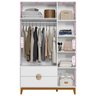 Kit Guarda Roupa Ipê com Comoda Ipê com Pés Madeira Maciça Branco - 6
