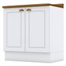 Balcão 2 Portas 80 Cm Americana Branco com Tampo Nature - Henn - 1