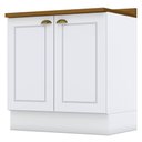 Ver imagem 1 de Balcão 2 Portas 80 Cm Americana Branco com Tampo Nature - Henn