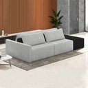 Ver imagem 1 de Sofá Ilha Modulado Milos 232cm Puff Lateral Cinza Preto Manchado Bouclê/pu G33 - Gran Belo