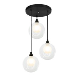 Lustres Pendentes Triplo Harmony Bolinha Preto - 1